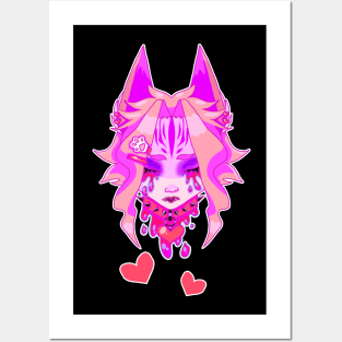 Drippy Pink Neko Posters and Art